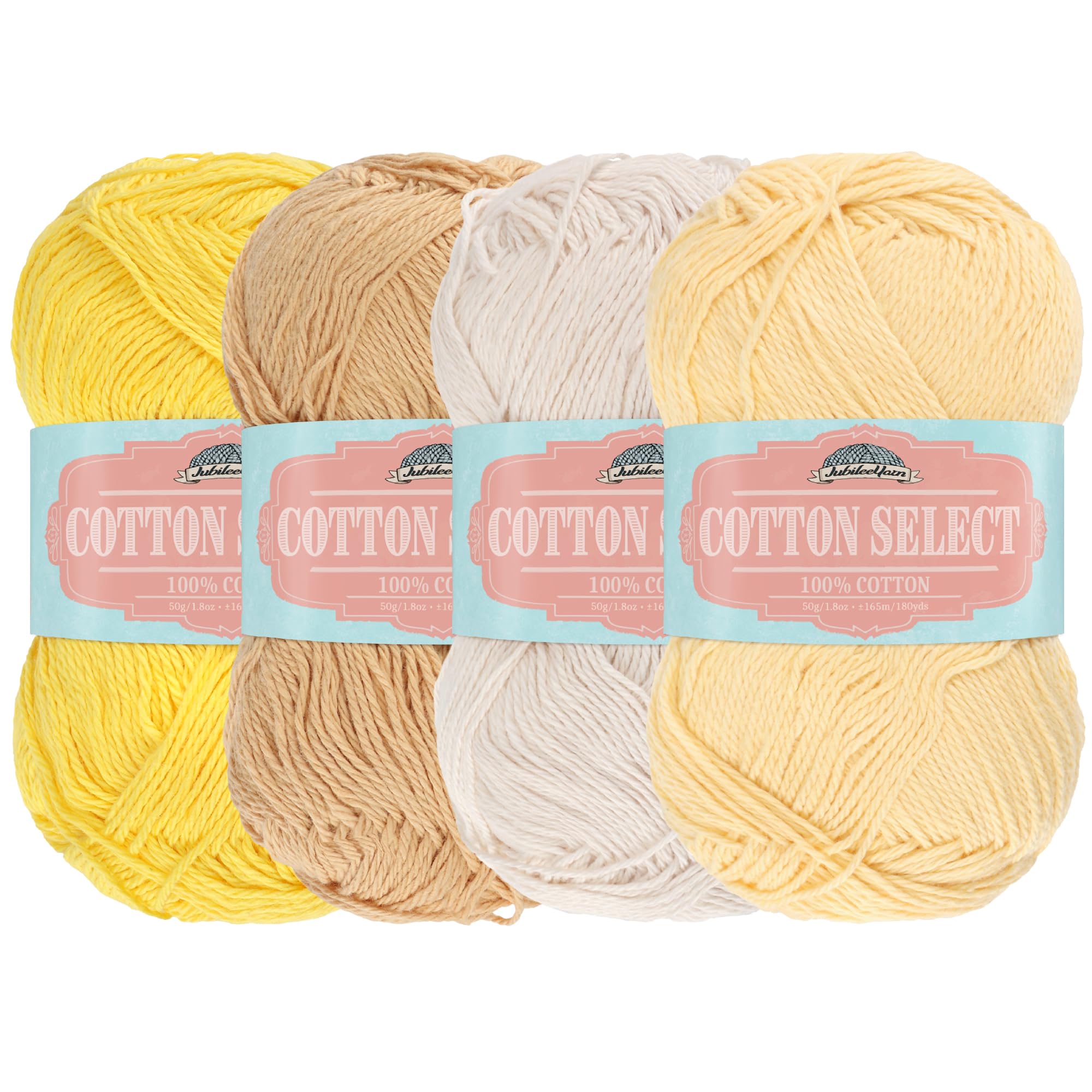 JubileeYarn Cotton Select Yarn - Sport Weight - 50g/Skein - Shades of Yellow - 4 Skeins — image 1