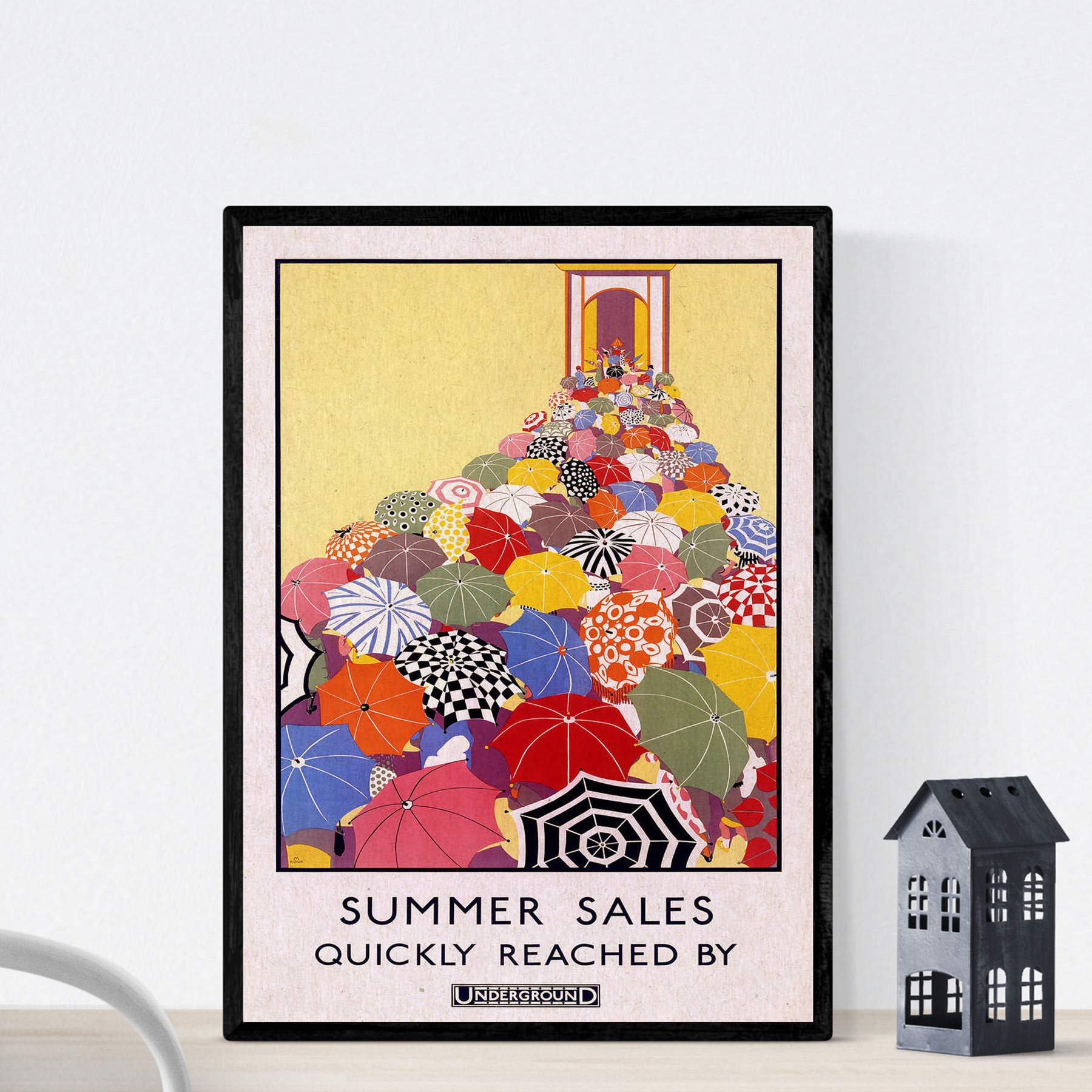 Nacnic Vintage Poster Vintage Poster Europe. Umbrella in London. A4 size