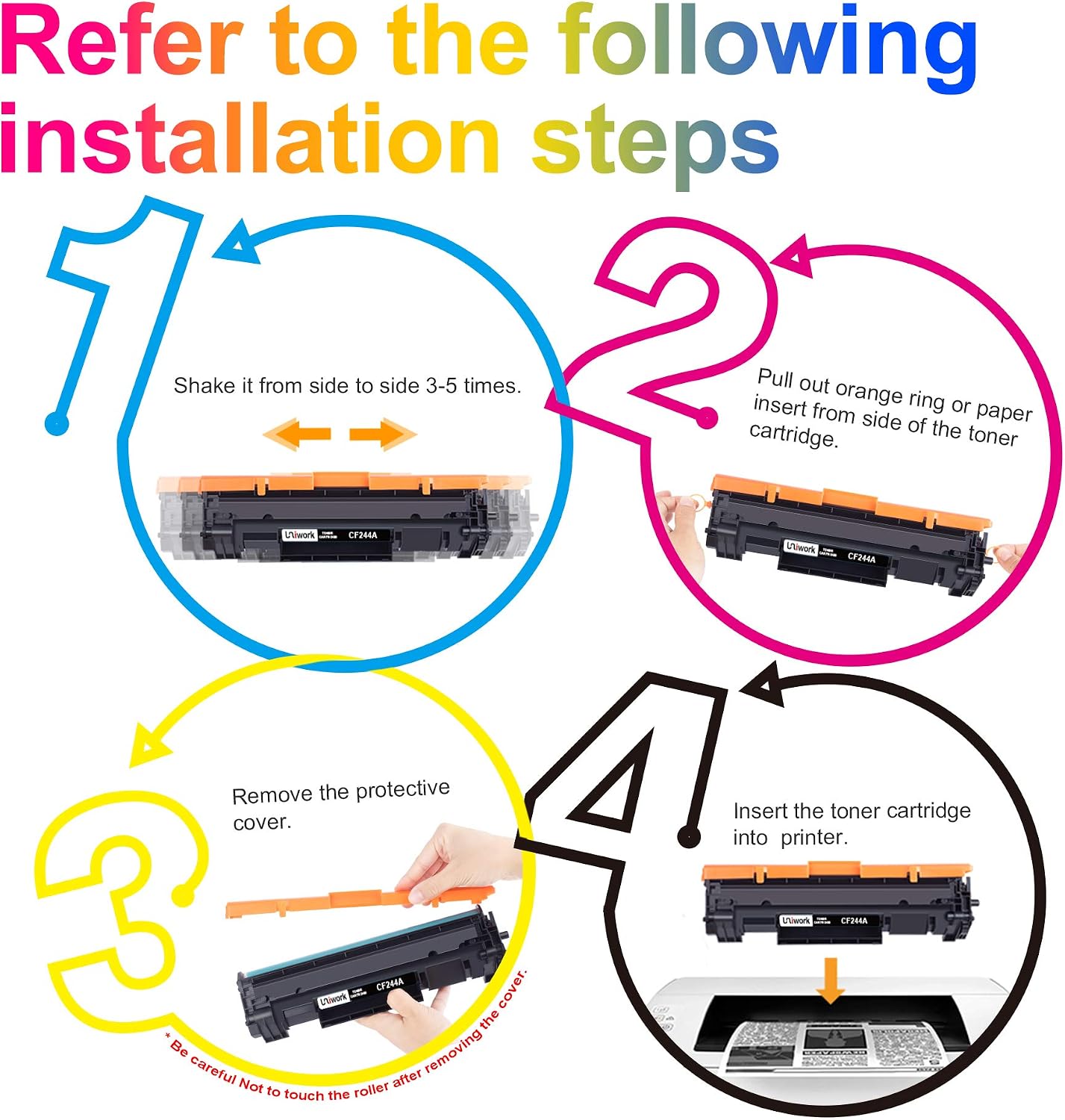 Uniwork Toner Cartridge Replacement for HP CF244A 44A Compatible with Laserjet Pro M15w M15a MFP M28w M28a (Black, 2-Pack) - Image 5