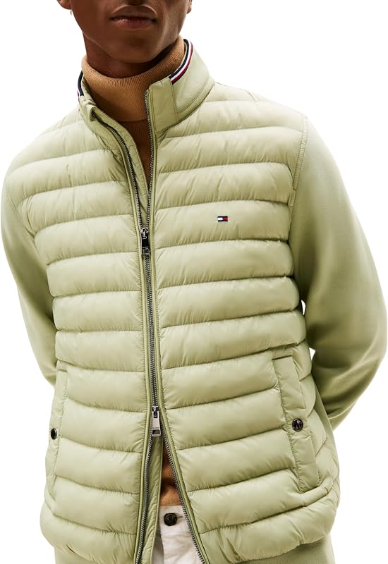 Sweat avec Fermeture Éclair Homme Mix Media Stand Collar Veste en Duvet, Vert (Earth Sage), XXL — photo 3 sur 4