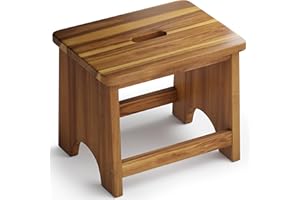 FANATU Wooden Step Stool, 13'' Heavy Duty Stepping Stool for Adults with Handle, Nonslip & Durable Design Supports up to 500lbs for Bedroom or Kitchen