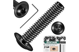 EASTPUK 25Pcs M6 x 25mm Flanged Button Head Socket Cap Screws Bolts, Allen Socket Drive M6 Screws Bolts Black Oxide 304 Stain