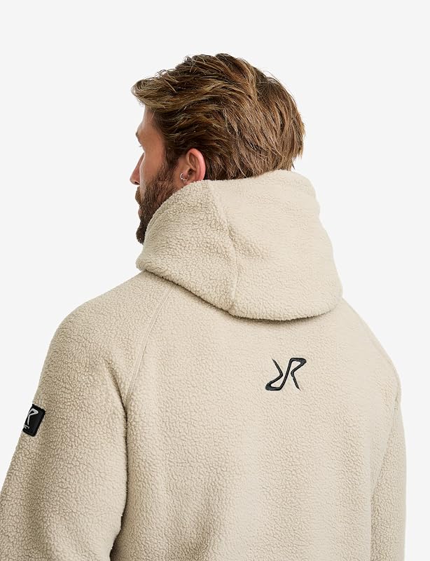 Sherpa Hoodie para Hombre, Chaqueta Polar Cálida y Duradera, Beige Khaki, L