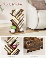 VASAGLE CUSTOS Tree Bookshelf Modern Floor Standing 17.2x30x51 cm Rustic Brown view 5
