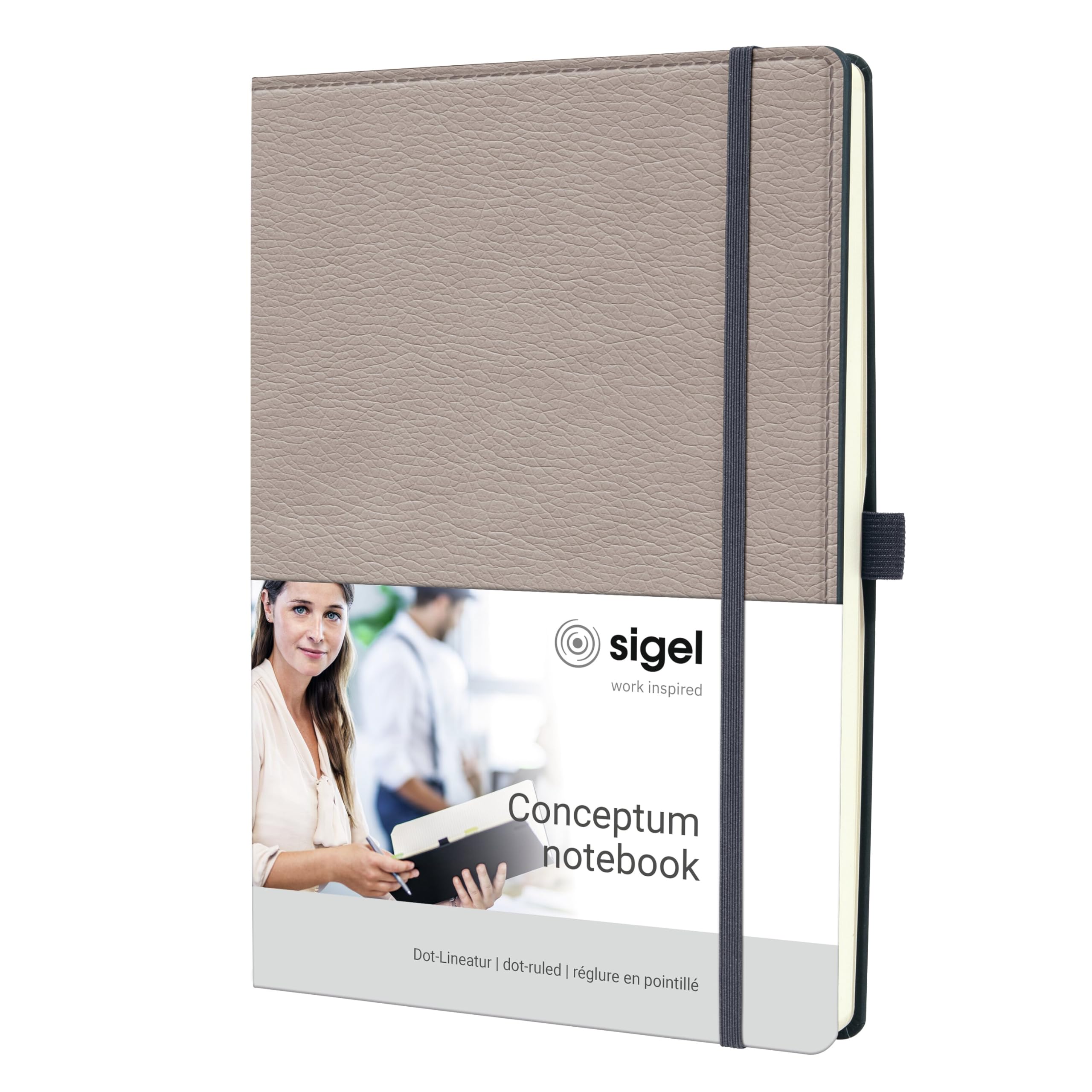 SIGEL CO692 Conceptum Notebook, design Casual, dotted (dot grid), approx. A4, Beige, hardcover, 194 pages