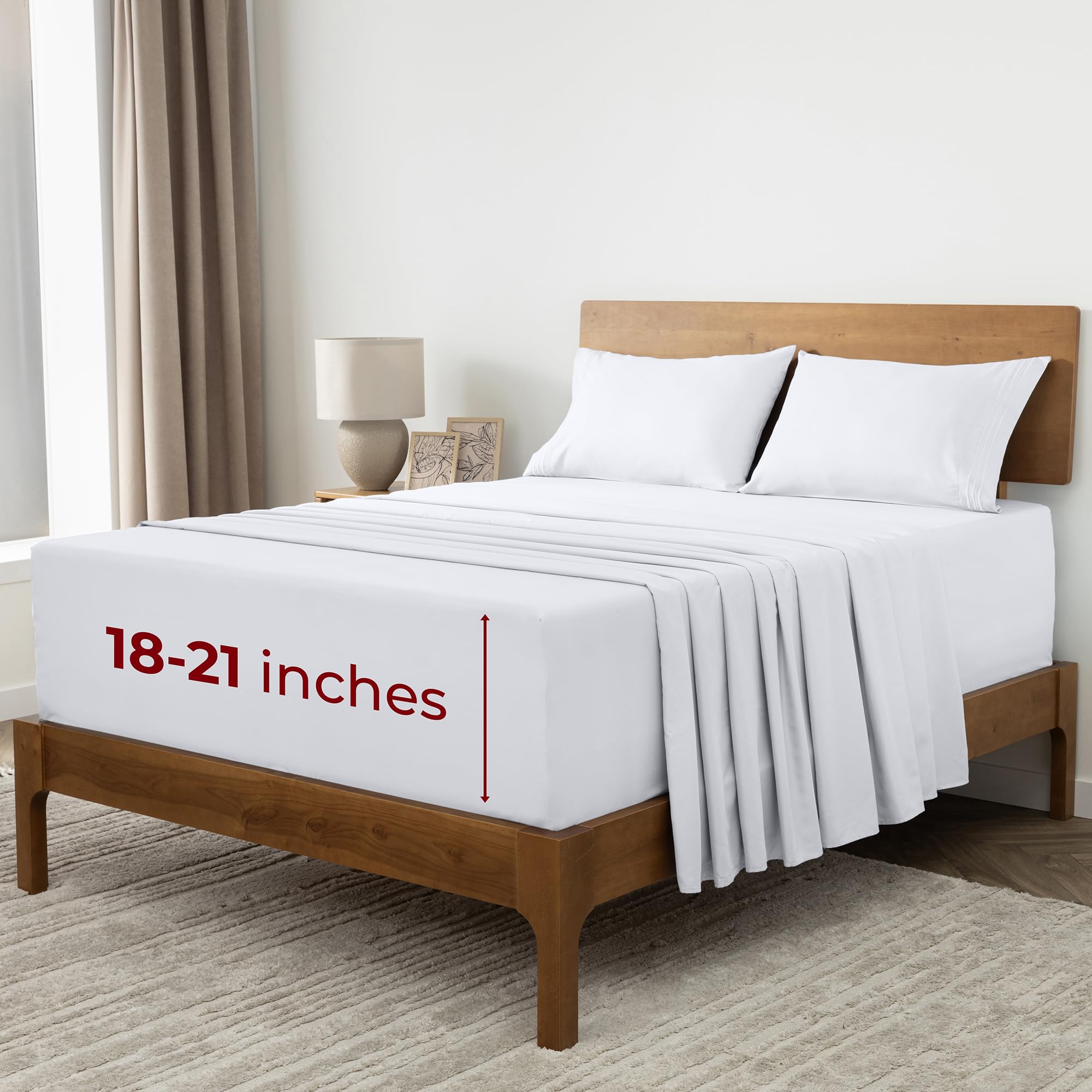 Mellanni Extra Deep King Sheets - 4 PC Iconic Collection Bedding