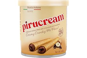 Pirucream Rolled Wafers with Chocolate Hazelnut, Organic Alkaline 100% Cocoa – No Trans-Fat, Preservatives, Colorants or Additives and without Palm Oil (155Gr/ 5.46Oz each one – 1 Pack Tin)