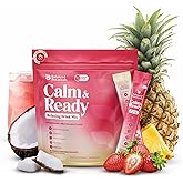 Balanced Botanicals Calm and Ready Powder Drink Mix, with Magnesium Glycinate, Ashwagandha KSM 66, L Theanine, and Tart Cherry, Relaxation Support Supplement, Strawberry Pina Colada, 20 Travel Packets