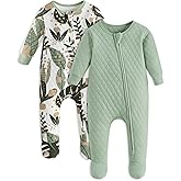 Yoofoss Baby Pajamas Organic Cotton Newborn Sleepers for 0-3 Months Boys Girls Clothes Footed PJs Footies Pajamas, Soft Warm