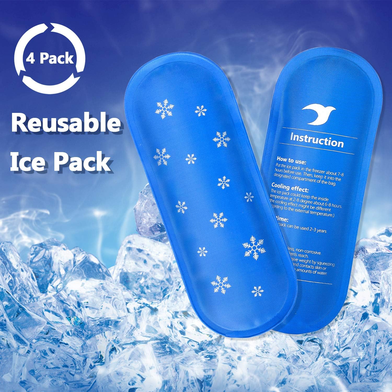 Luxja Ice Packs for Insulin Travel Case (Pack of 4), Reusable Ice Packs for Insulin Cooler (4 Pack): Health & Personal Care