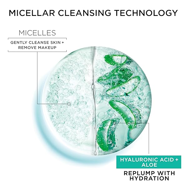 GARNIER MICELLAR WATER WITH HYALURONIC ACID, FACIAL CLEANSER & MAKEUP REMOVER, HYDRATING AND PLUMPING, FOR ALL SKIN TYPES, VEGAN, CRUELTY FREE, 13.5 FL OZ (400ML), 1 COUNT