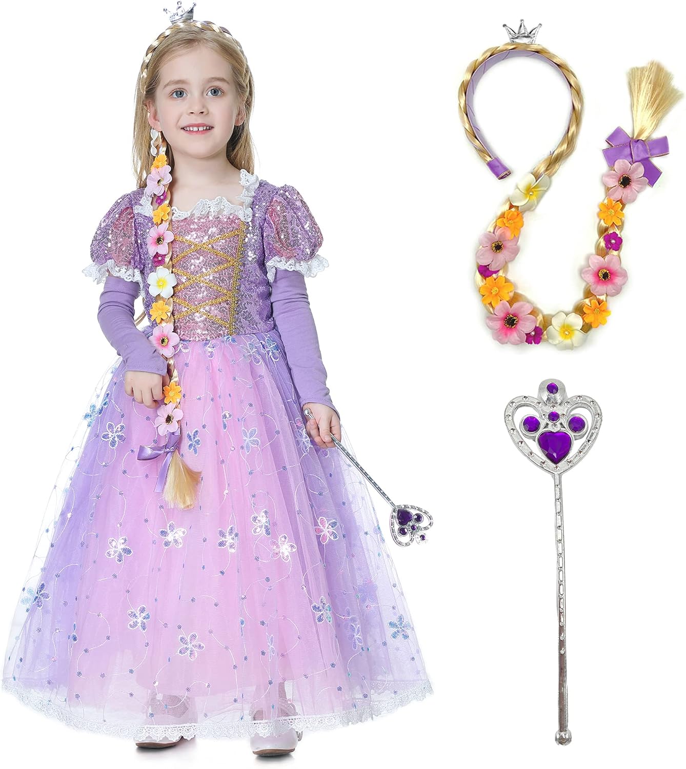 Deaboat - Vestido de princesa para niñas, disfraz de princesa de malla