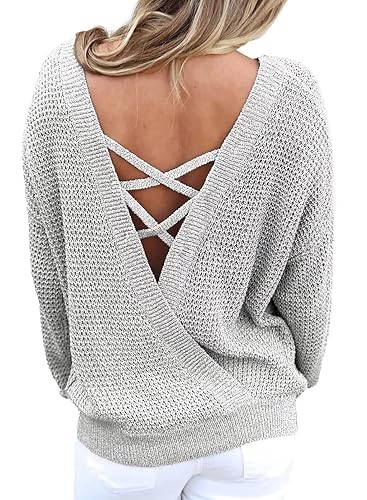 Asvivid Backless Fall Sweaters for Women Fashion 2023 Lightweight - Main Image