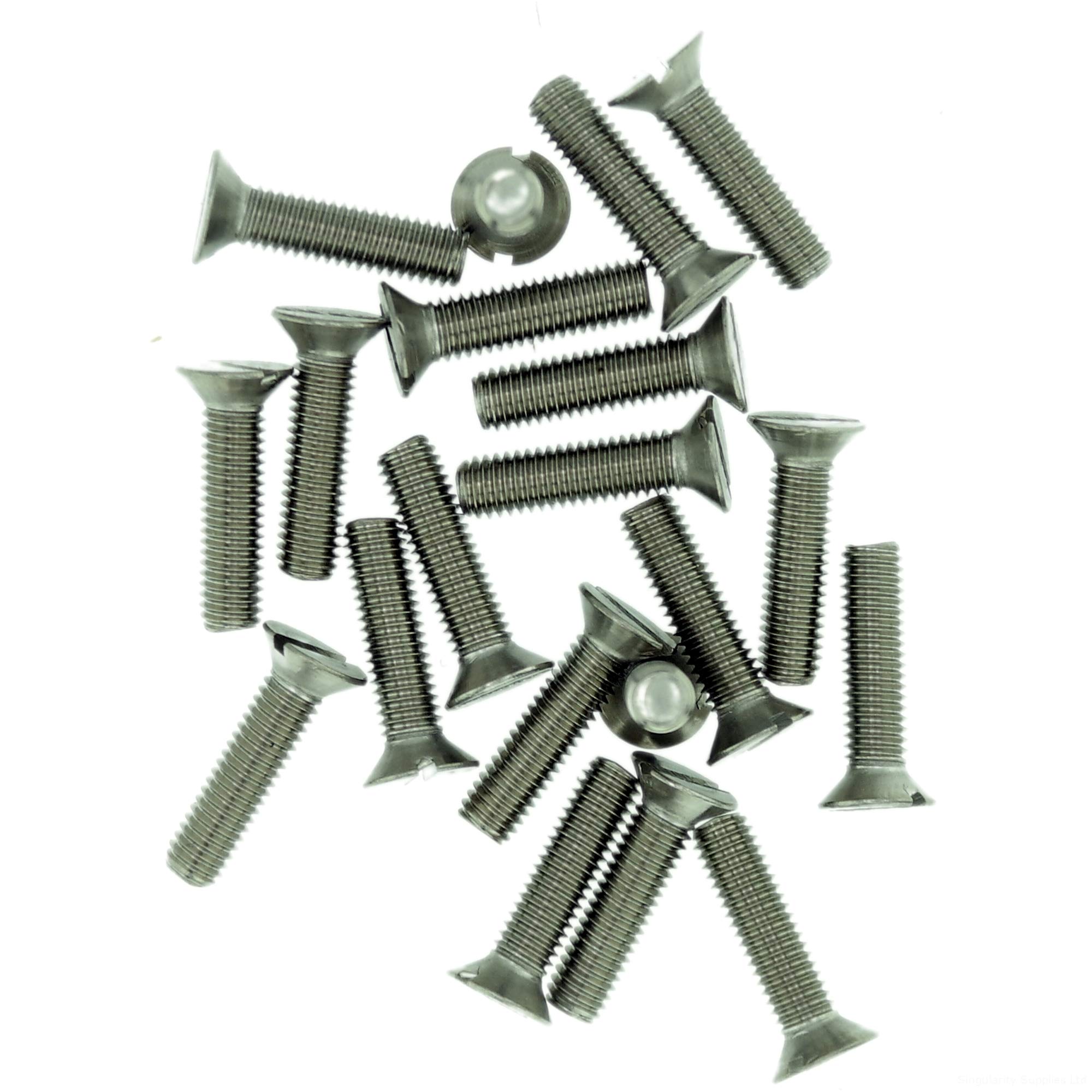 M6 (6mm x 8mm) Slot Countersunk Machine Screw (Bolt) - Stainless Steel (A2) (Pack of 20)