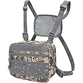 GVCELS Tactical Chest Bag for Men, Molle Chest Rig Pack, Lightweight & Durable Water-Resistant for EDC, Hiking, Outdoor Adventures (Camo)