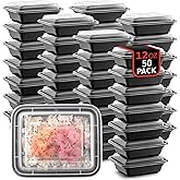 50-Pack Reusable Meal Prep Containers Microwave Safe Food Storage Containers with Lids, 12 OZ - 1 Compartment Take Out Dispos