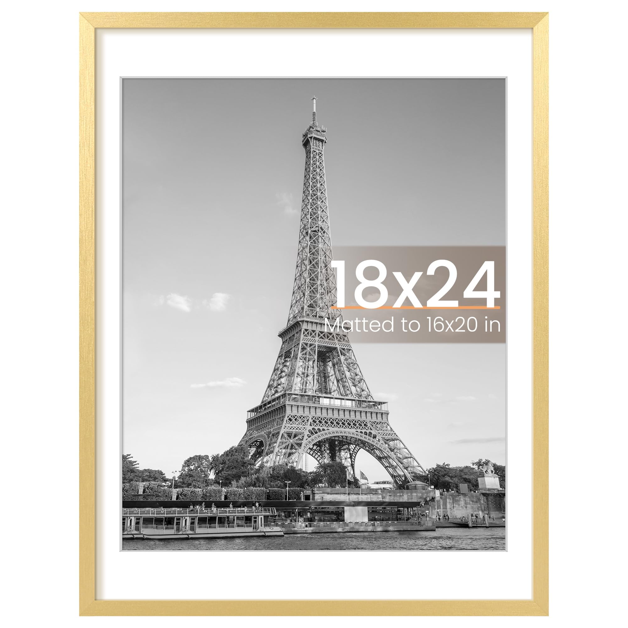 Photo 1 of **HAS A DEEP SCRATCH ACROSS FRAME GLASS*** upsimples 18x24 Picture Frame, Display Pictures 16x20 with Mat or 18 x 24 Without, Wall Hanging Poster Frames, Gold, 1 Pack