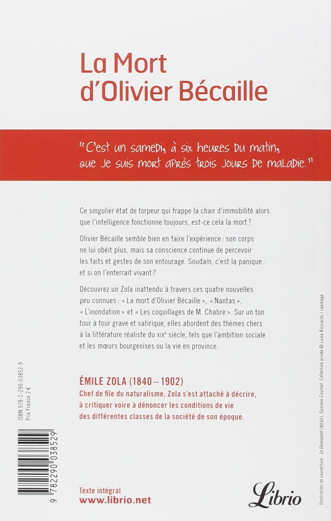 Amazon Fr La Mort D Olivier Becaille Et Autres Nouvelles Zola Emile Livres