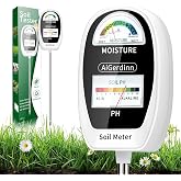 AiGerdinn Soil Test Kit, 2-in-1 Soil Moisture Meter, Soil pH Meter -Dual Dial-Simultaneously-Display Results-Soil pH Tester, Moisture Meter for Garden,Lawn,Farm Indoor&amp;Outdoor Plants-PureWhite