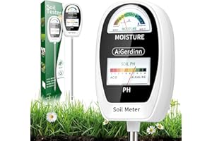 AiGerdinn Soil Test Kit, 2-in-1 Soil Moisture Meter, Soil pH Meter -Dual Dial-Simultaneously-Display Results-Soil pH Tester, Moisture Meter for Garden,Lawn,Farm Indoor&Outdoor Plants-PureWhite