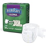 FitRight Ultra Adult Diapers, Disposable Incontinence Briefs with Tabs, Heavy Absorbency, X-Large, 57"-66", 4 packs of 20 (80