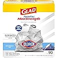 Glad ForceFlex MaxStrength with Clorox Trash Bags, 13 Gal, Mountain Air, 90 Ct, Pack May Vary