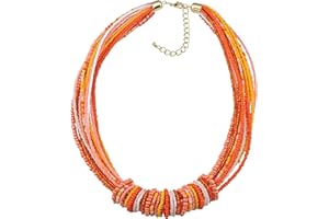 Bocar Chunky Statement Colorful Seed Beads Women Choker Collar Necklace