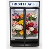 NAFCOOL Commercial Beverage Refrigerator Display Fridge,46 Cu Ft Two Glass Door Upright Merchandiser Drink Cooler with LED Light Adjustable Shelves,ETL and NSF Approval,Hinge