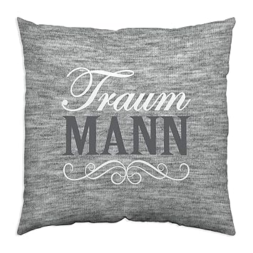 Gruss & Co 44334 Baumwoll-Kissen mit Motiv Traum-Mann, 40 cm x 40 cm, Geschenk-Kissen