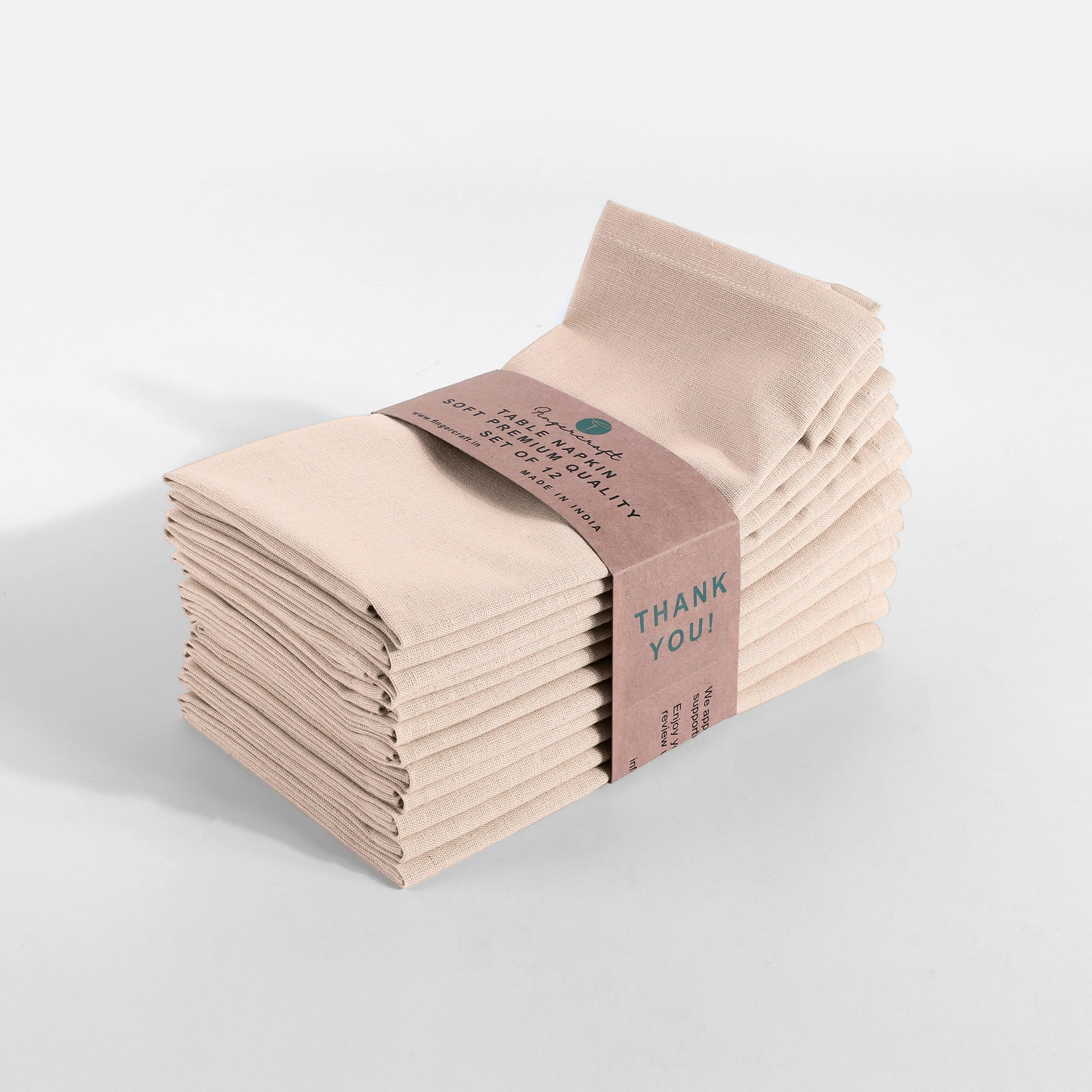 Fingercraft Dinner Cloth Napkins, Cotton Linen Blend 12 Pack Natural Premium Quality Dinner Napkins, Mitered Corners for Every Day Use Napkins are Pre Shrunk and Good Absorbency Peach