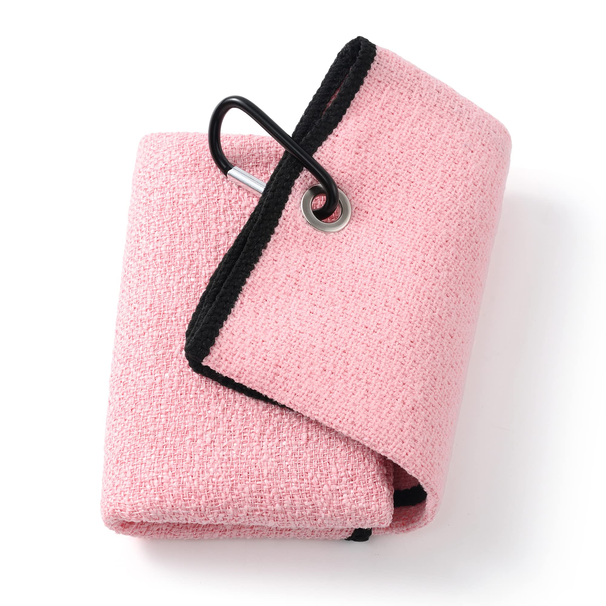 Mile High Life Tri-fold Microfiber Golf Towel | Dual-Side Design w/Dirt Scrub & Soft Cleaning Sides | Lightweight | Excellent Water Absorbance | Pink/Black
