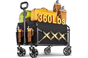 MICIEITIE Wagons Carts Foldable - 360Lbs Collapsible Wagon Cart with Wheels Portable - Folding Wagon Lightweight for Camping, Sports, Travel, Picnic, Groceries, Shopping