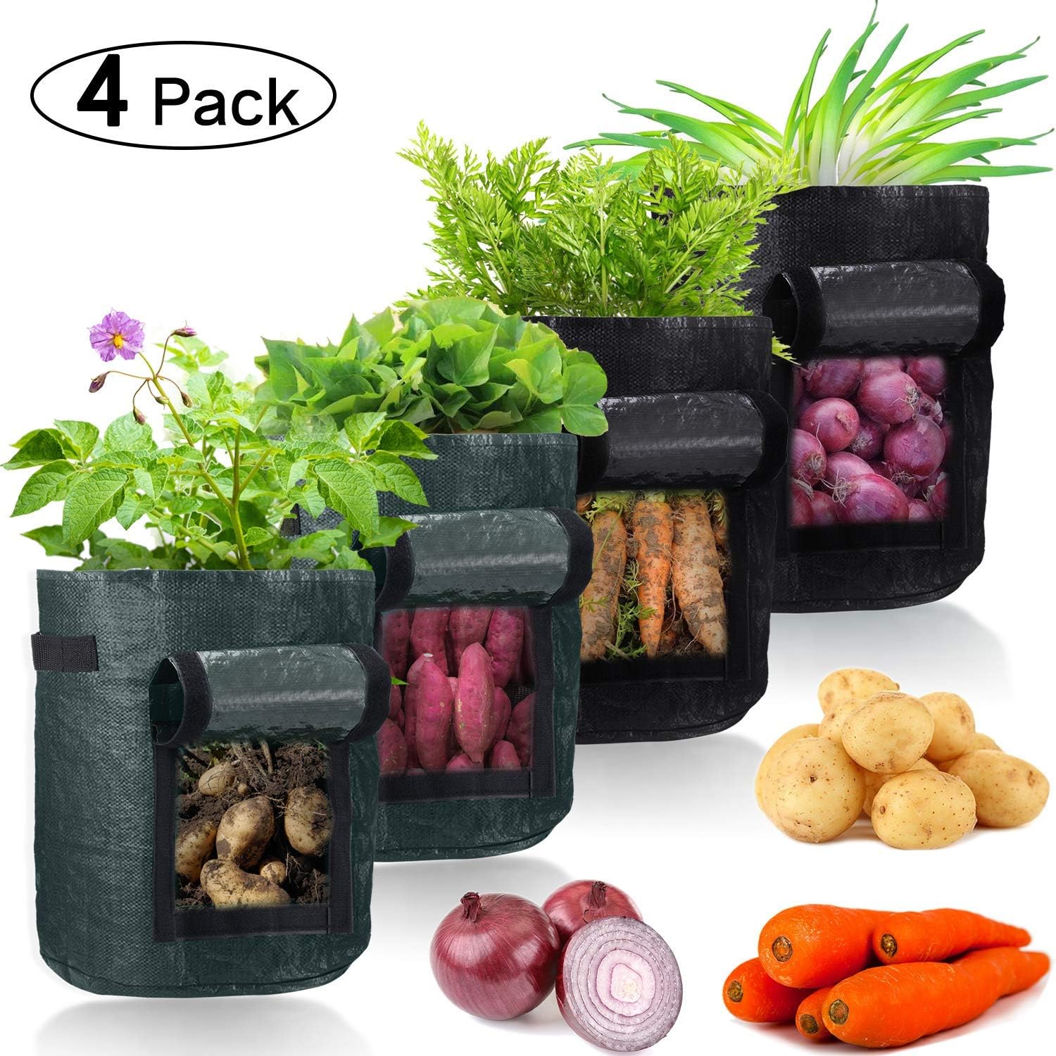 Amazon Com Potato Grow Bags 7 Gallon Potato Planter Vegetable Planter Bags With Handle For Vegetables Fruit Flower Potato Carrot Cultivation 4 Garden Outdoor Amazon Com Potato Grow Bags 7 Gallon Potato Planter Vegetable Planter Bags With Handle For Vegetables Fruit Flower Potato Carrot Cultivation 4 Garden Outdoor