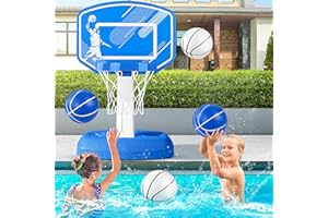 maysida Swimming Pool Basketball Hoop Game, Pool Toys with 4 Balls, 2 Nets and Pump, Adjustable Height Poolside Hoop, Water Basketball Sport Toys for Kids & Adults Indoor Outdoor Water Toys