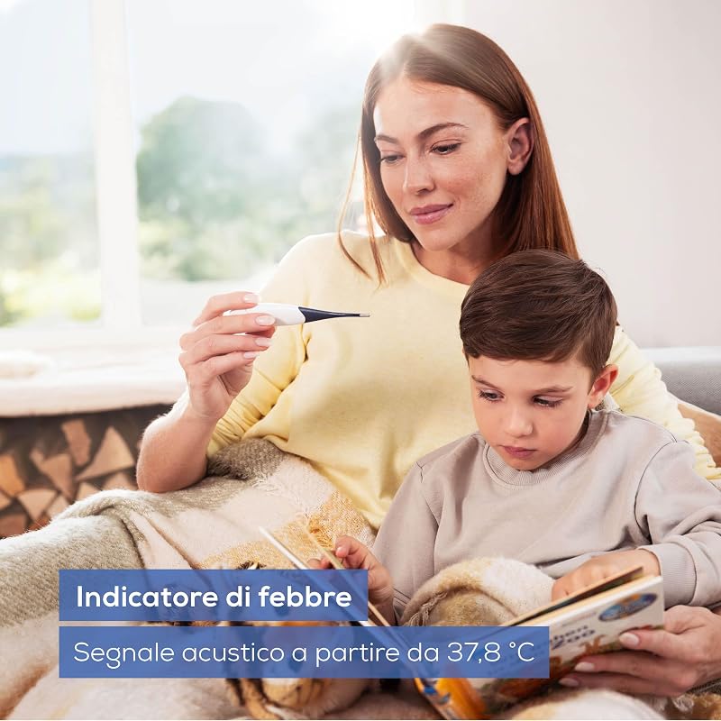 FT 17 Termometro per Febbre Digitale con Punta Flessibile, Misurazione Orale, Rettale e Ascellare, Indicatore Febbre, Risultato in 10s, per Neonati, Bambini e Adulti