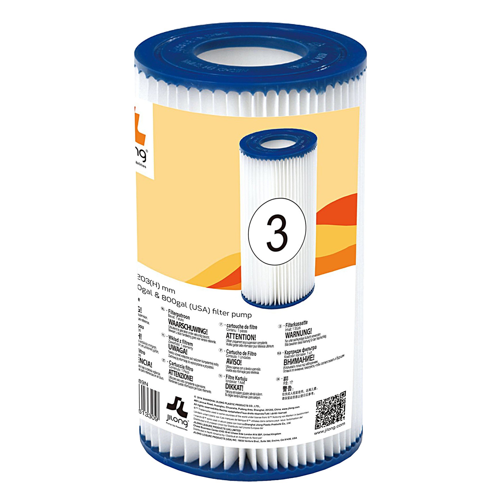 Jilong filter cartridge No.3 - filter cartridge type 3 for pool pumps, Ø 106 mm x 203 mm, inside Ø 52mm