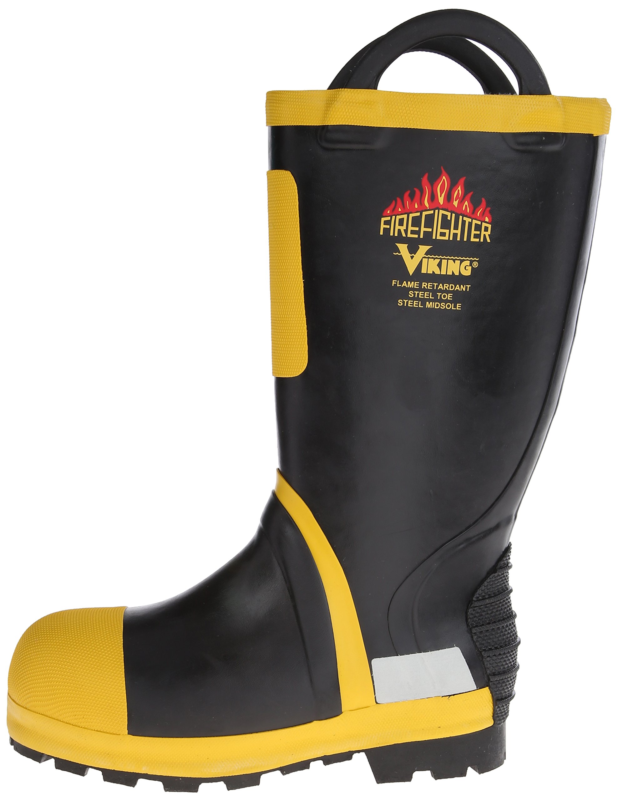 Viking Footwear Firefighter Felt Lined Waterproof FR Boot,Black/Yellow