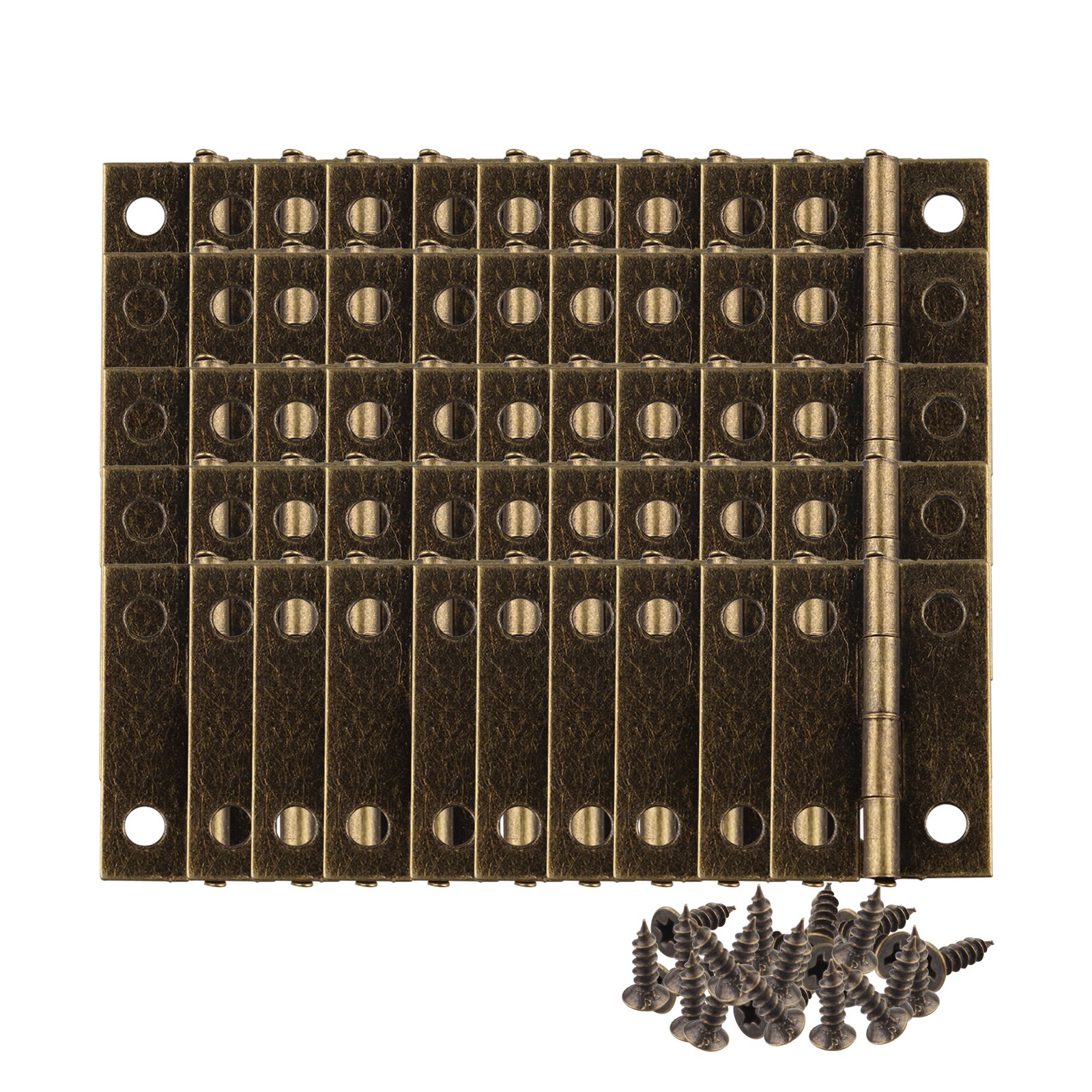 HALJIA 50 PCS Mini Bronze Jewelry Antique Cabinet Drawer Box Hinges Connectors Decorative 2.4 * 1.6cm Hasp Latch Lock with 200 PCS Replacement Screws