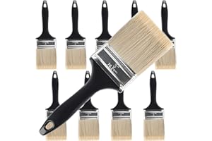 ZOENHOU 10 Pcs Paint Brush Set 3 Inch, Professional Paint Brush Tools with Treated Plastic Handle for DIY, Home, Furniture, F