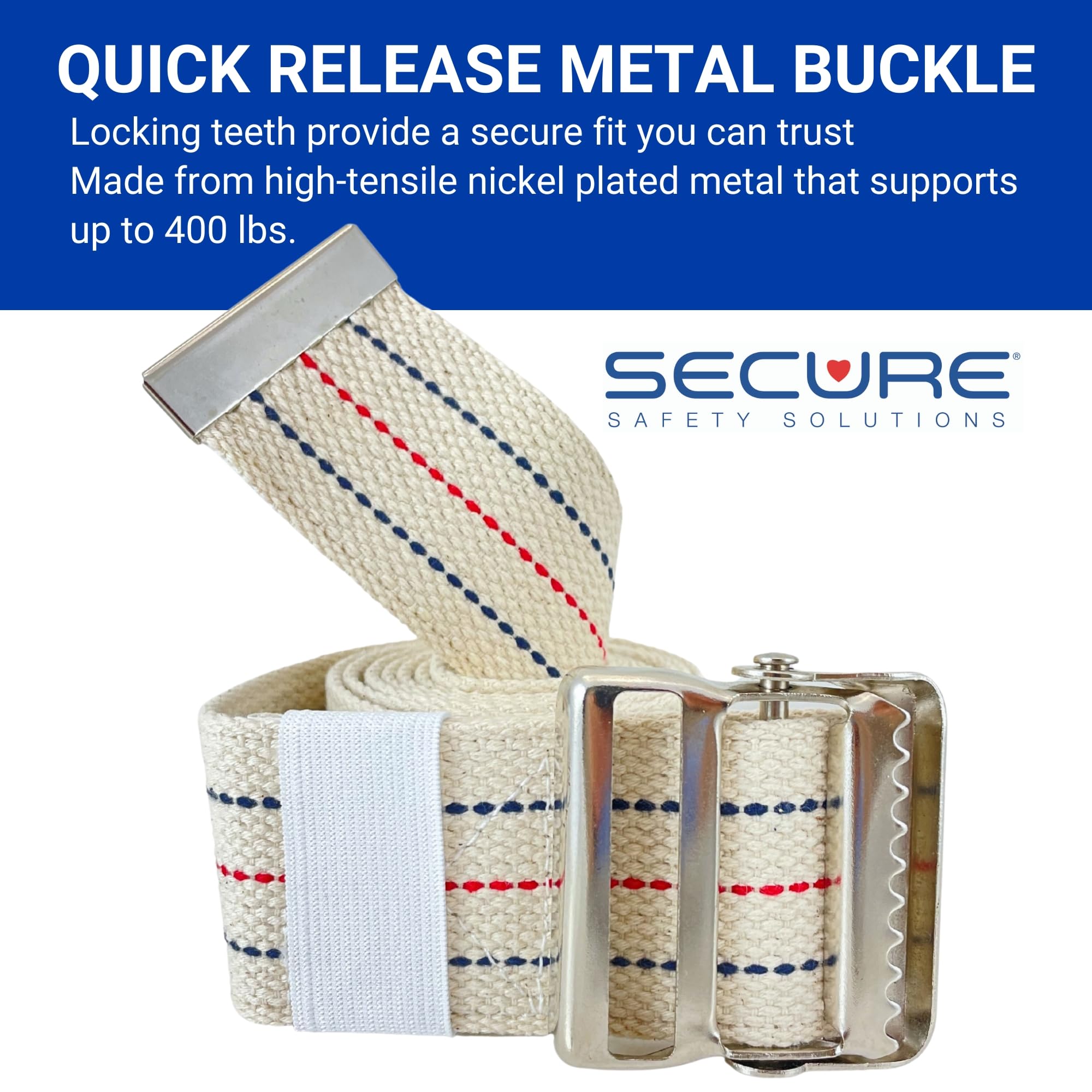 Secure Gait Belt for Seniors with Metal Buckle - Transfer and Walking Standing Aid Elderly, Physical Therapy, Nurses