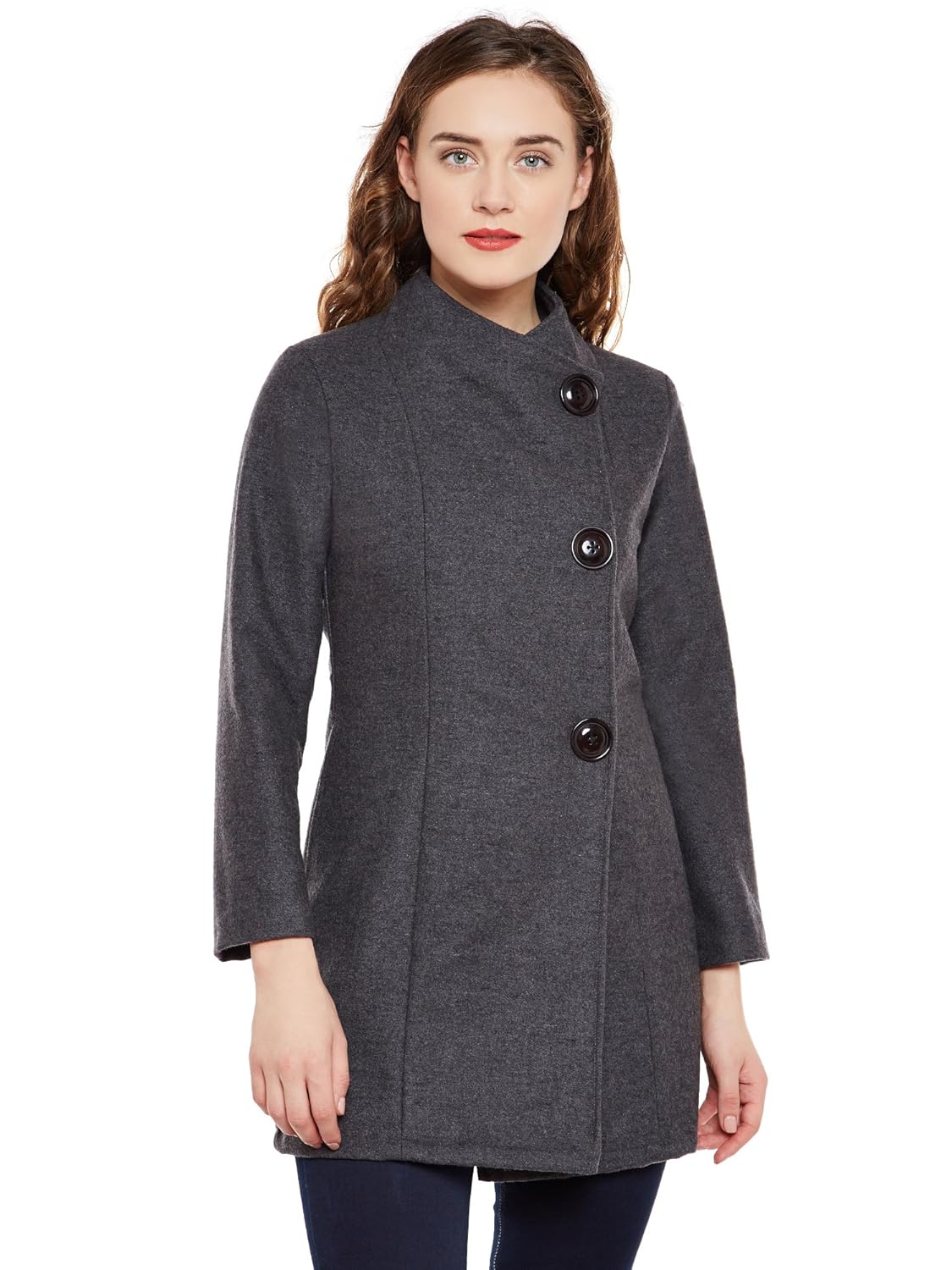 martini women woolen long winter coat (grey, xx-large)