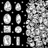 240PCS Sew on Rhinestones in Metal, Rhinestones for Bedazzling, Flatback Rhinestone, Gems for Crafting, Rhinestone Set, Acrylic Glass Sewing Gems for Clothes DIY Craft Shoes Dress Jewelry Making