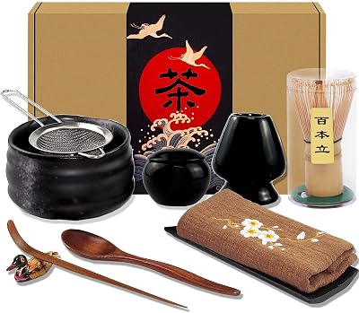 Artcome 10-Piece Japanese Matcha Tea Set Black