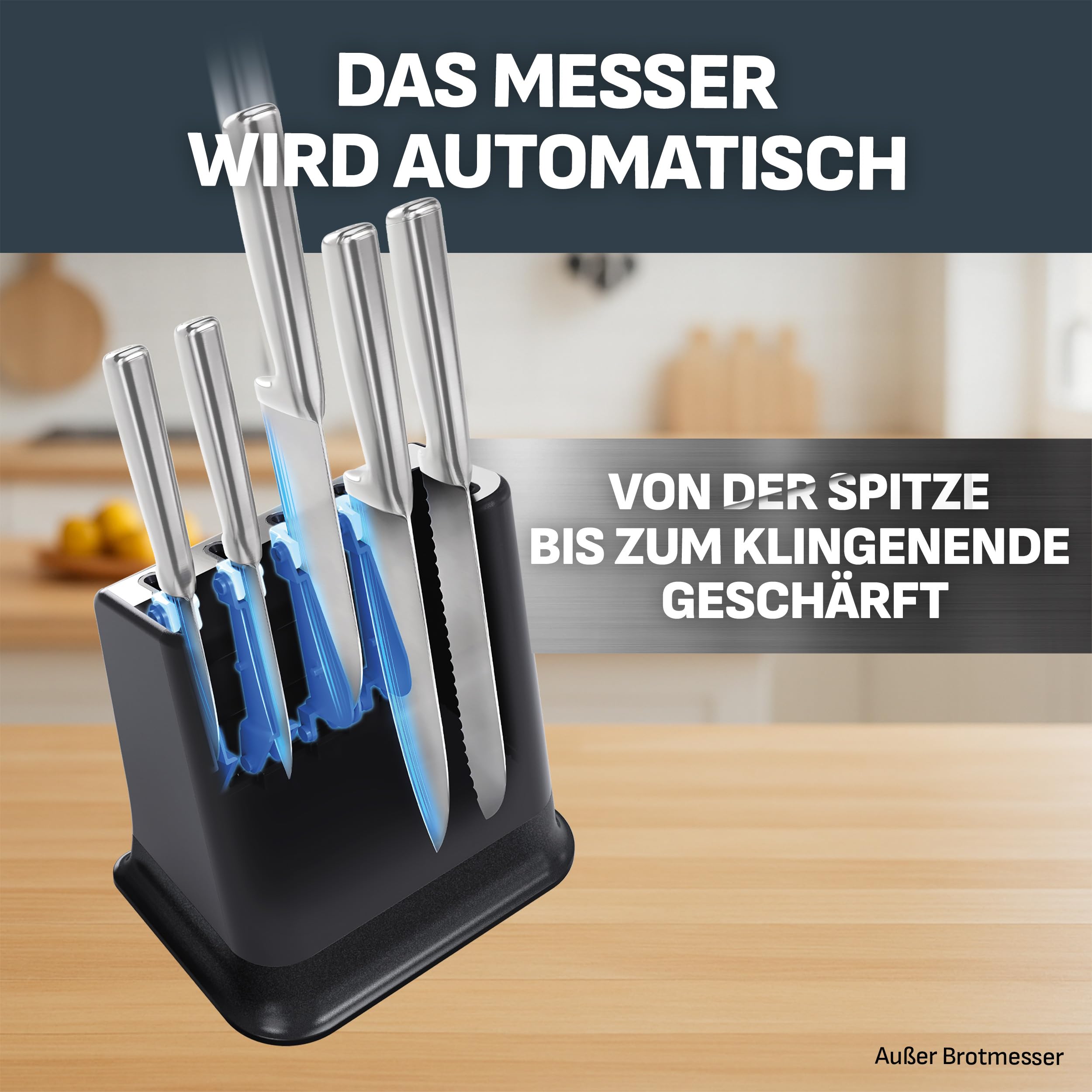 Tefal EverSharp Pro 5-teiliges Messer-Set mit selbstschärfendem Messerblock, patentierte Schärftechnologie, deutscher rostfreier Edelstahl, Schwarz, K2976S04 7