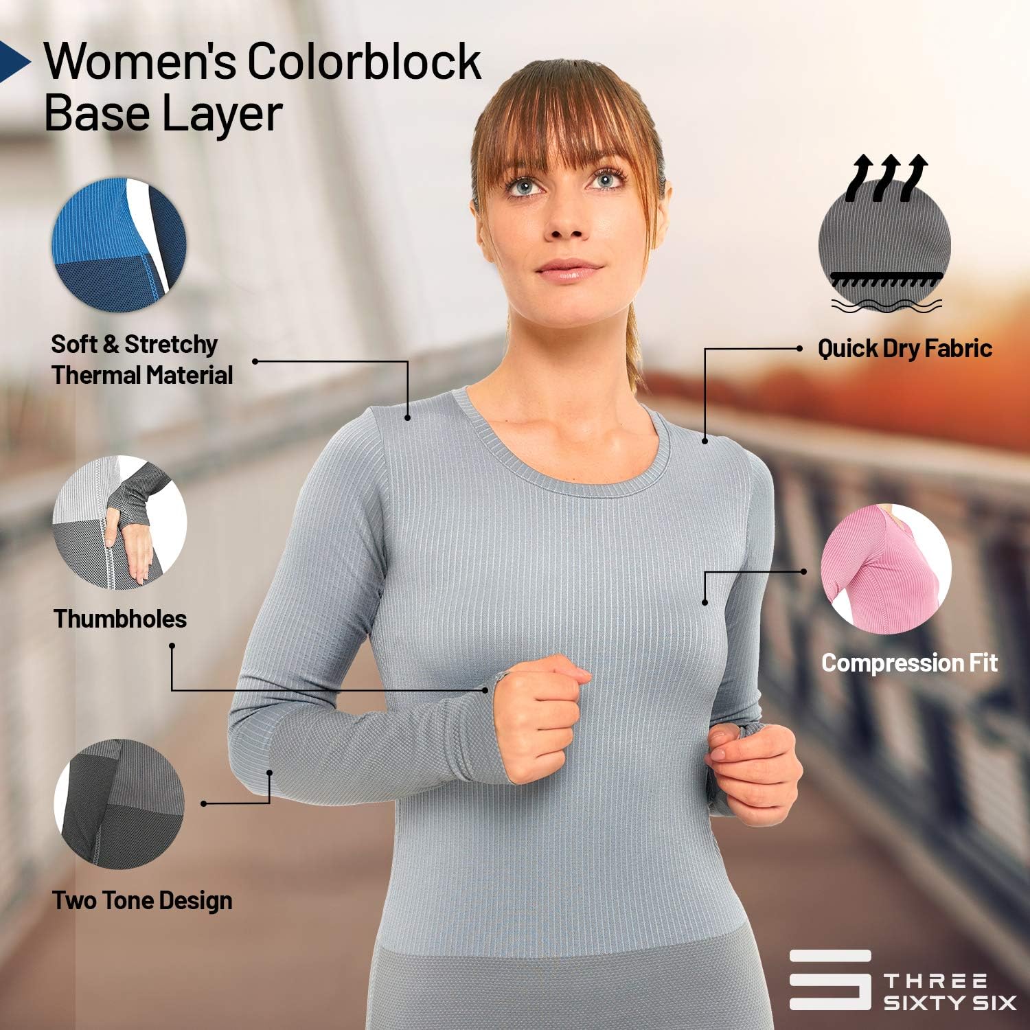 Long Sleeve Compression Thermal Workout Tops for Women - Dry Fit Running T-Shirts with Thumbholes: Clothing