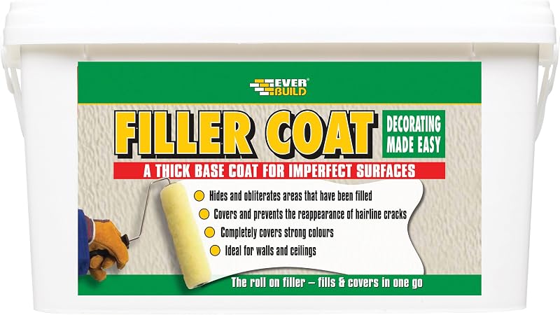 Sika Everbuild Filler Coat Thick Base Coat White 5 Litre Wall Ceiling Paint