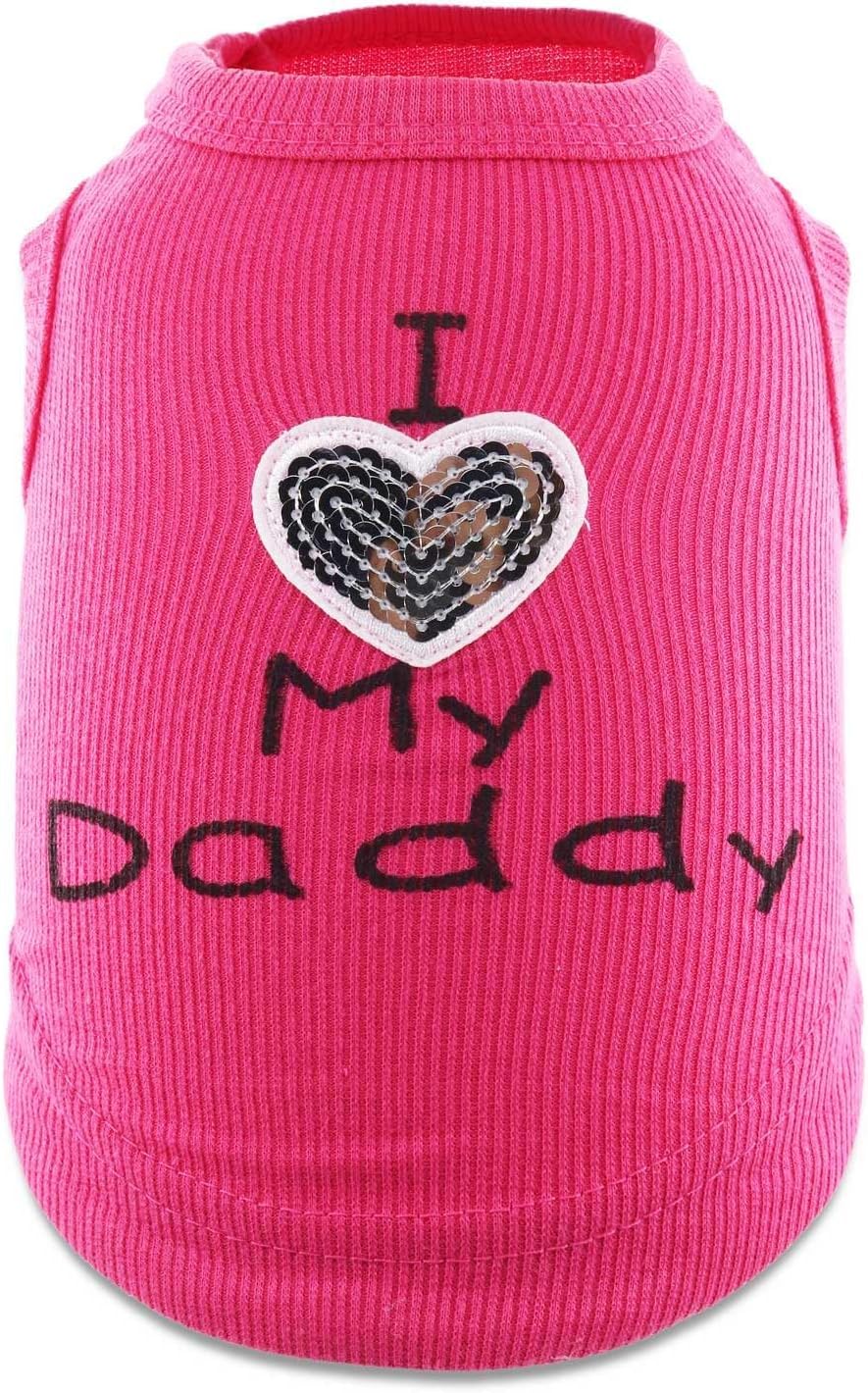 Small Dog Clothes XS Puppy Dogs Shirt I Love My Mom Mommy Dad Daddy Dog T Shirts for Small Dogs