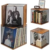 2 Cubes Record Holder Shelf Storage Furniture, Wooden Vinyl Record Storage | Modular Stackable, 80-110 Vinyl Album, Visualize Storage Box Cube, Organizer Crate Cabinet