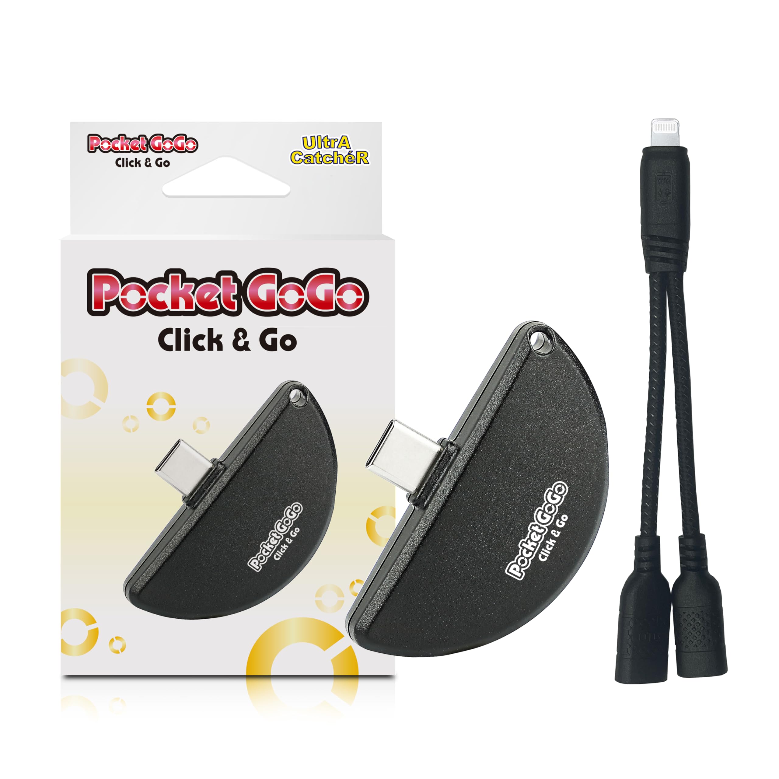 Pocket GoGo Auto Catcher – Black | USB-C Plug-and-Play, No Charging Needed, Catches Monsters & Spins Stops | Compatible with Android & iOS — image 1