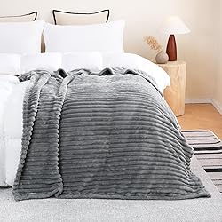 Linecooo Grey Fleece Throw Blanket 60”×80” for